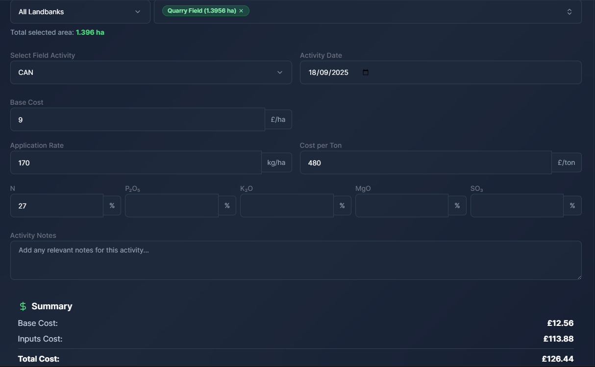 AgriOps add a register of field activities
